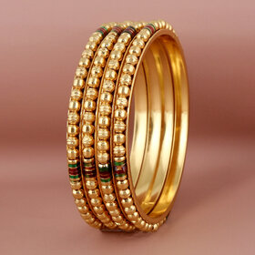 Lucky Jewellery 18K Gold Plated Designer Multi color Traditional Ethinic Bangles set For Women