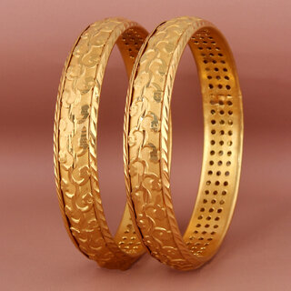                       Lucky Jewellery 18K Gold Plated Designer Gold color Traditional Ethinic Bangles set For Women                                              