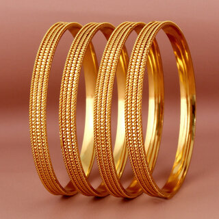                       Lucky Jewellery 18K Gold Plated Designer Gold color Traditional Ethinic Bangles set For Women                                              