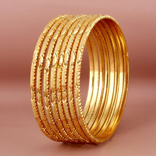                       Lucky Jewellery 18K Gold Plated Designer Gold color Traditional Ethinic Bangles set For Women                                              