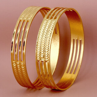                       Lucky Jewellery 18K Gold Plated Designer Gold color Traditional Ethinic Bangles set For Women                                              