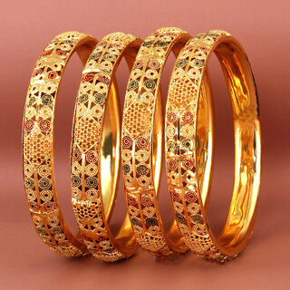 Lucky Jewellery 18K Gold Plated Designer Multi color Traditional Ethinic Bangles set For Women
