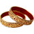 Lucky Jewellery 18K Gold Plated Designer Reddish maroon color Traditional Ethinic Bangles set For Women