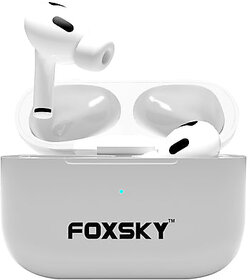 Foxsky Fs Airpods Pro Active Noise Cancelling With 48 Hour Playtime Super-Fast Charging Case Bluetooth Headset Earbuds For Ios  Android (White, True Wireless)