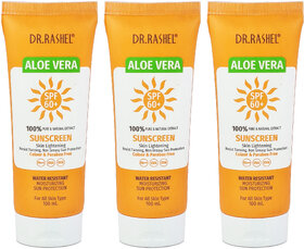 Dr.Rashel Aloevera SPF60+ Sunscreen Cream - 100ml (Pack Of 3)