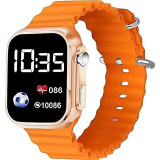 KRONOQ,Digital Watch for Boys and Girls,Silicone Detachable Strap Waterproof Watch ,Maroon 18 cm Long Pushed Button Stra