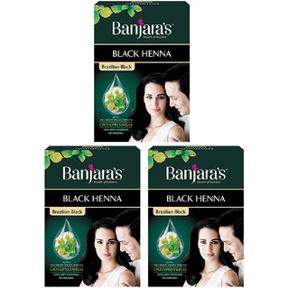                       Banjaras Black Henna Brazilian Black 54gm Pack Of 3                                              