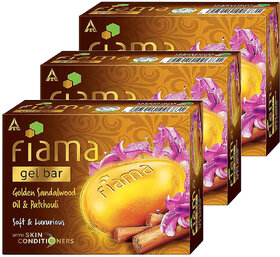 Fiama Gel Bar Golden Sandalwood Oil And Patchouli 125gm Pack Of 3