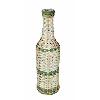                       Bamboo Office/Home flower vase made of Glass bottle and Bamboo                                              