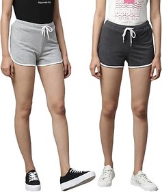 SHE PURE LUXURY WEAR Pack of 2 Solid Women Dark Grey, Grey Hotpants