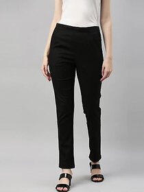 SHE PURE LUXURY WEAR Women Regular Fit Black Pure Cotton Trousers