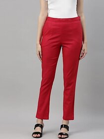 SHE PURE LUXURY WEAR Women Regular Fit Red Pure Cotton Trousers