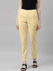 SHE PURE LUXURY WEAR Women Regular Fit Beige Pure Cotton Trousers