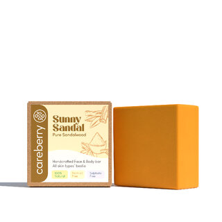                       Careberry's Sunny Sandal Brightening Handcrafted Face  Body Bar  Illuminate with Sandalwood Secrets 100gm                                              
