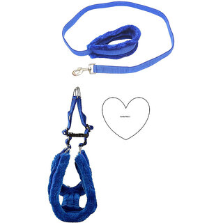                      AFTRA Blue Nylon Padded Extra Large Dog Harness Dog Leash Combo Set pack 2                                              