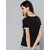 SHE PURE LUXURY WEAR Women Solid Round Neck Reversible Organic Cotton Black T-Shirt