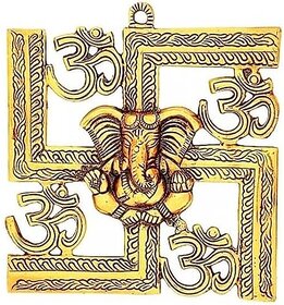 Royalstuffs 12 Inch Om Swastik Ganesha Wall Hanging Swastik Symbol For Home Door Decoration