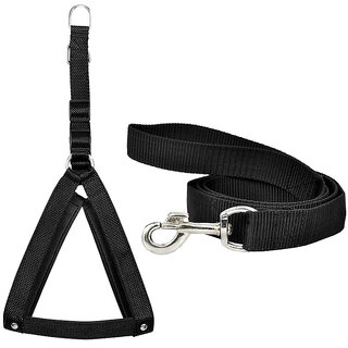                       AFTRA Black Nylon Padded Extra-Small Dog Harness Dog  Leash Combo Set pack 2                                              