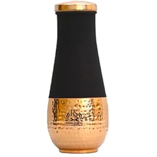                       Royalstuffs Copper Lacquer Coated Silk Finish Leak Proof Surahi Shape Bottle| 1600 Ml Bottle (Pack Of 1, Brown, Copper)                                              