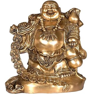                       Royalstuffs Laughing Buddha | Buddha Of Wealth And Money - Metal Statue - Feng Shui - 26 Cm                                              