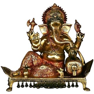                       Royalstuffs Lord Ganesha Seated On Chowki Figurine Exotic India Finish Height:15