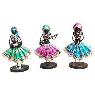                       Royalstuffs Set Of 3 Musician Figurine Showpiece Iron For Shelf Dcor & Gifts, 9.5 Inch (Multicolor)                                              