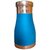 Royalstuffs Pure Copper Bedroom Water Bottle In Hammered Gray Silk-Finish With Inbuilt Glass 1000 Ml Bottle