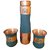 Royalstuffs Pure Copper Water Bottle Silk Black Half Hammered With 2 Dholak Glasses (Set Of 3) Capacity 1450 Ml
