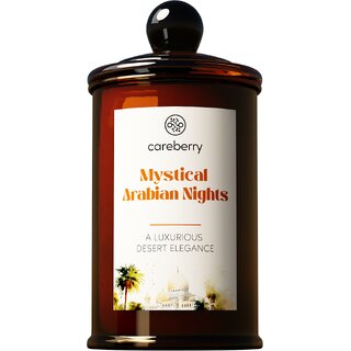                       Careberry's Mystical Arabian Nights Natural Soy Wax Candle in Amber Long Spice Glass Jar with Glass Cap (100g)                                              