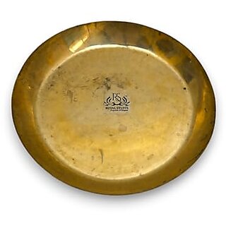                       Royalstuffs 11.5 Inch Handmade Pure Bronze Kansa Rustic Vintage Thali For Dining, Serving & Gifting                                              