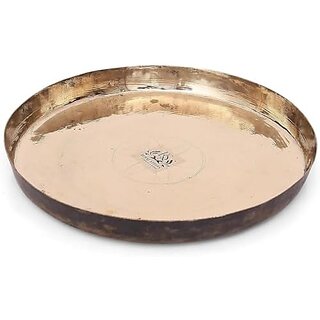                       Royalstuffs Pure Kansa Bronze Handmade Dinner/Lunch Plate/Thali Ideal For Serving & Dining Table Decoration                                              