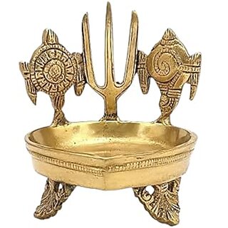                       Royalstuffs Shanku Chakra Namah Deepam Brass/Diyas Height 5 Inches High Quality & Kuber Depam,Heavy Brass Diya For Diwali Pooja - Lamps/Diya/Vilakku,Weight:800 Gram                                              