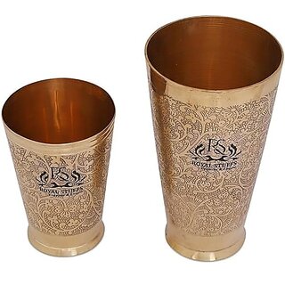                       Royalstuffs 2 Glass,Lassi Glass And Water Glass With Embossed Design And Drinkware & Serveware                                              