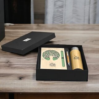                       Royalstuffs Eco-Chic Gift Box - Bamboo Like Notebook, Pen & Bamboo Bottle Gift Pack                                              