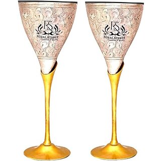                       Royalstuffs Handmade Royal Brass Wine Glass | Champagne Cocktail Glass For Home, Clubs, Restaurants | Brass|                                              