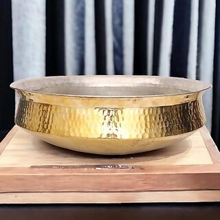                       Royalstuffs Pure Brass Hammered Urli Decorative Bowl 16 Inches                                              