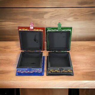                       Royalstuffs Set Of 2 Multicolor Teak Wood Handcrafted Wooden Box Set, For Home                                              