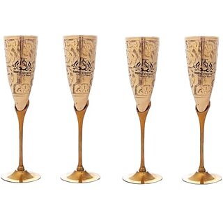                       Royalstuffs Wine Brass Goblet Chalice Vintage Fantasy Embossed Glasses Cup Wedding & Gothic With Classic Packing Pack 4                                              