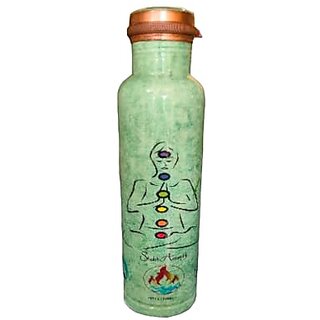                       Royalstuffs Premium Copper Bottle Green Colour_Yoga Printed 1000Ml Joint Less 1000 Ml Bottle (Pack Of 1, Copper)                                              