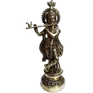                       Royalstuffs Brass Black Antique Krishna Decorative Showpiece - 51 Cm (Brass, Black)                                              