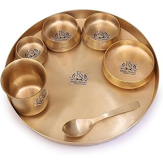                       Royalstuffs Curved Matt Finish Thali Set With 7 Piece Set For Exquisite Dining Experience                                              