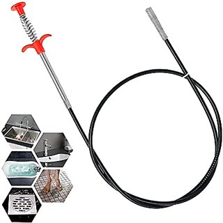                       UnV Hair Catcher Stainless Steel, Garbage Catching Drain Cleaner Wire Spring Sink Cleaning Stick (162cm)                                              