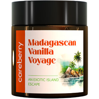                       Careberry's Vanilla Voyage-Infused with Pure Vanilla  Sandalwood Essential Oils  Amber Glass Jar with Black cap 100gm                                              