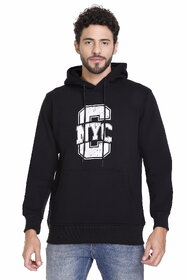 NYC CLUB Men's Cotton Fleece Hood Neck  FullSleeve  Sweatshirt/ Hoodie with Rib-Knit Cuffs for winter wear (XL, Black)