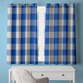 yaweh fabs window cotton curtain blue checkered pack of 2
