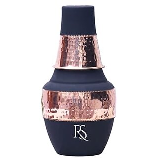                       Royalstuffs Copper Water Bottle - Colorful Paisley Joint Less Leak Proof Ayurveda Health Benefit Vessel For Sports And Yoga - 1250 Ml                                              