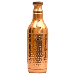                       Royalstuffs Copper Water Bottle 1200 Ml | Hammered Polish Water Bottle Leak Proof | Copper Bottle                                              