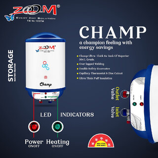                       Zoom 15 L Storage Water Geyser Champ 15 L White                                              