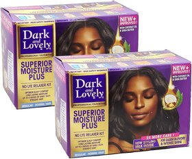 Dark And Lovely Superior Moisture Plus Regular Hair Straightening Kit - Pack Of 2 (350ml)