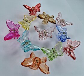 Mini Butterfly Crystal Effects Hair Clature for Women  Girls Multi Color, Pack of 6